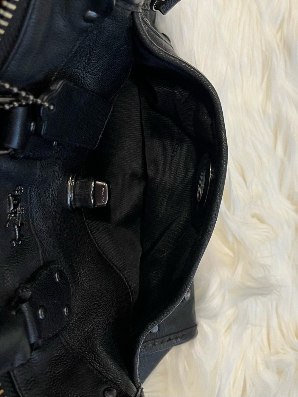Vintage Coach Black Leather Rhyder Satchel Crossbody with Strap - Picture 5 of 9